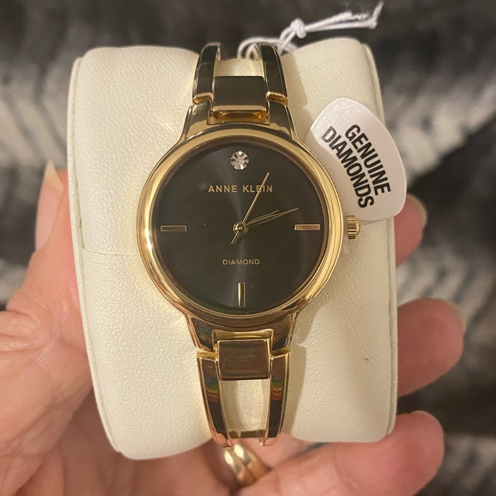 Anne Klein Women's Genuine Diamond Dial Bangle Watch NEW In Box - Picture 4 of 10